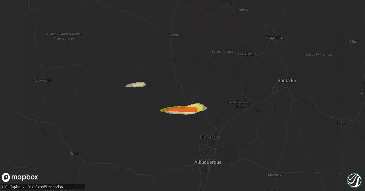 Hail map in San Ysidro, NM on October 5, 2017