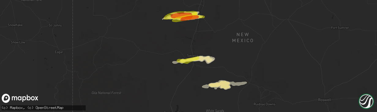 Hail map in Socorro, NM on October 5, 2017