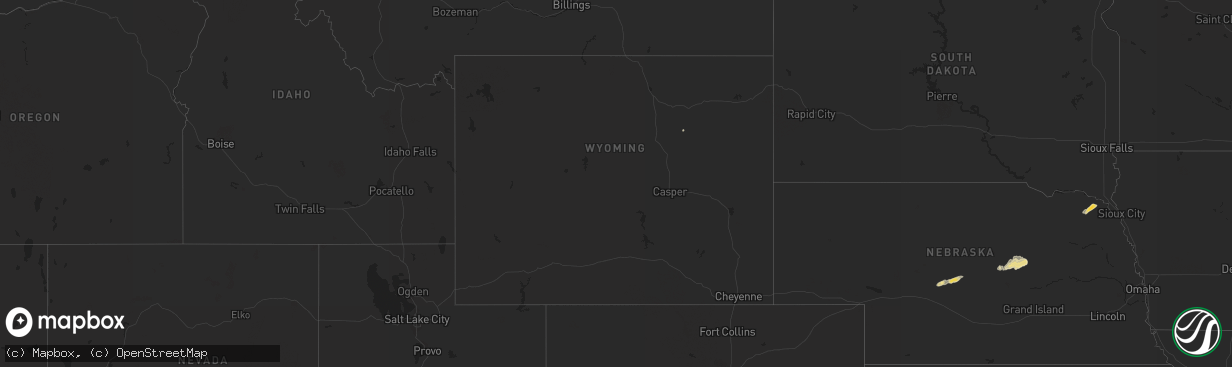 Hail map in Wyoming on October 5, 2017