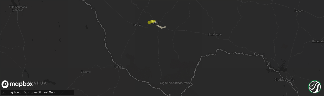 Hail map in Alpine, TX on October 5, 2018