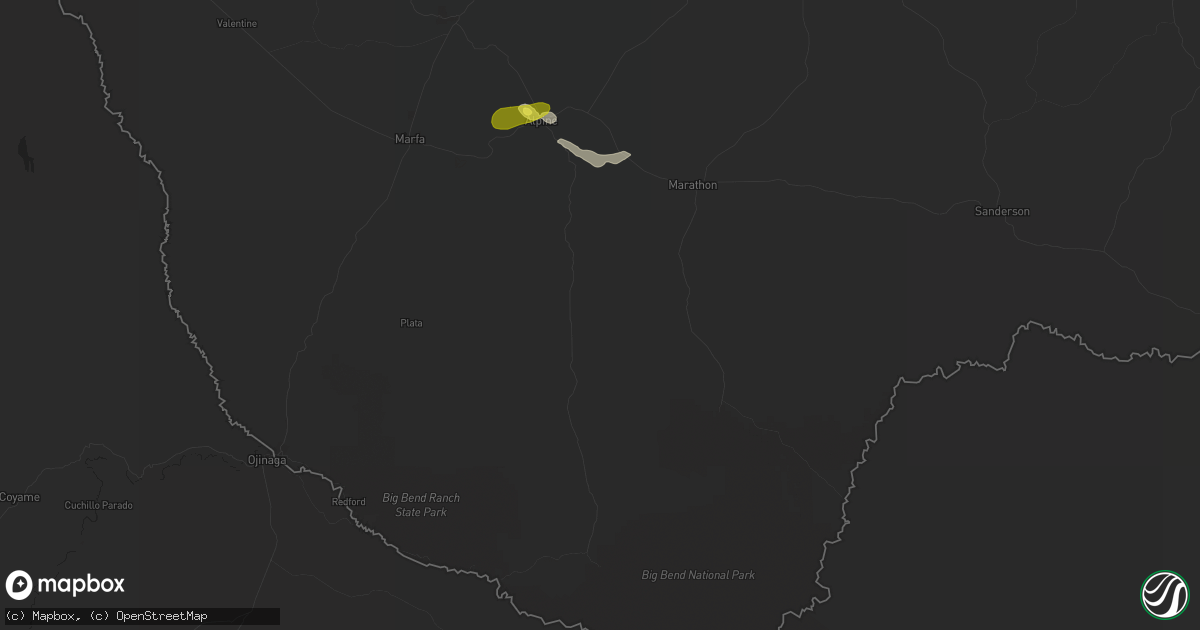 Hail map in Alpine, TX on October 5, 2018