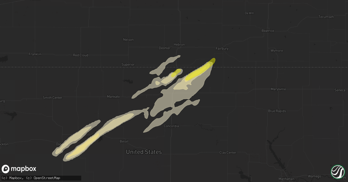Hail map in Belleville, KS on October 5, 2018