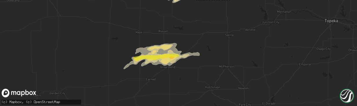 Hail map in Claflin, KS on October 5, 2018