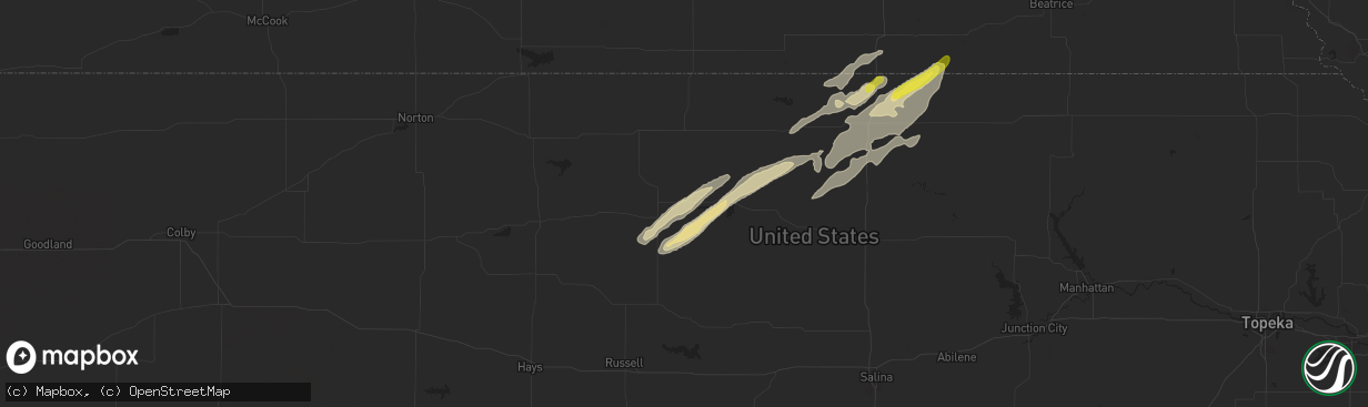 Hail map in Downs, KS on October 5, 2018