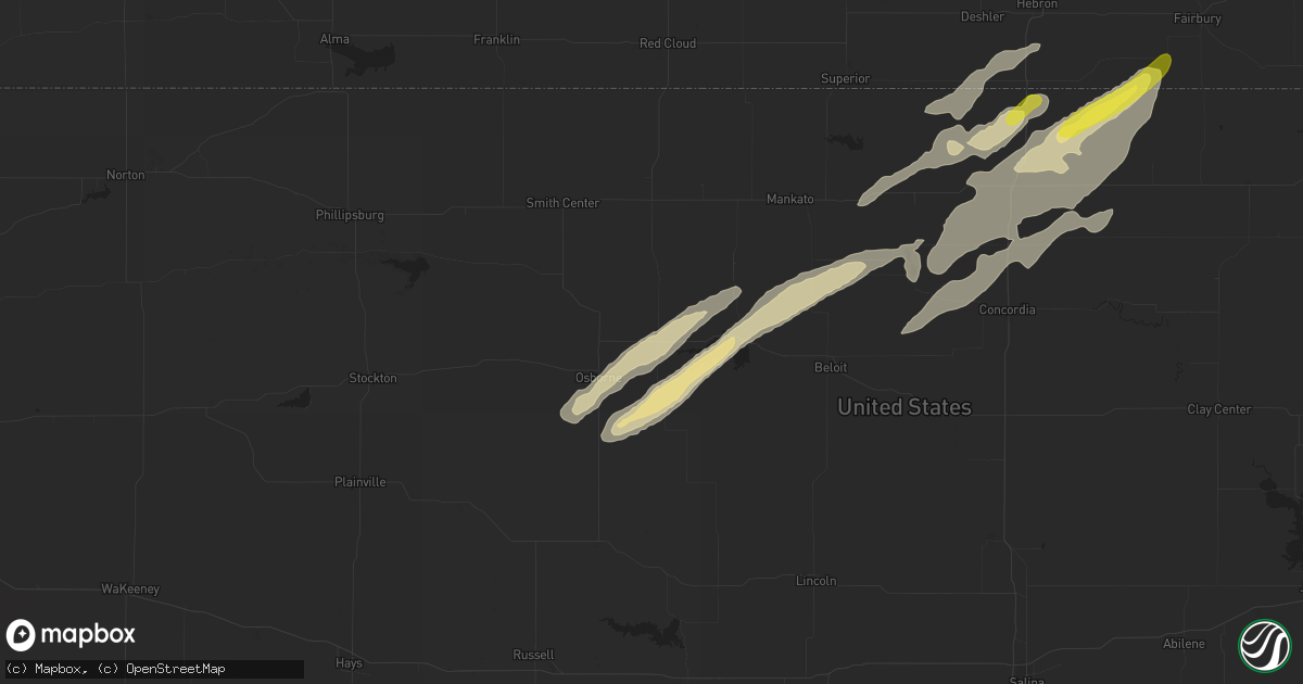 Hail map in Downs, KS on October 5, 2018