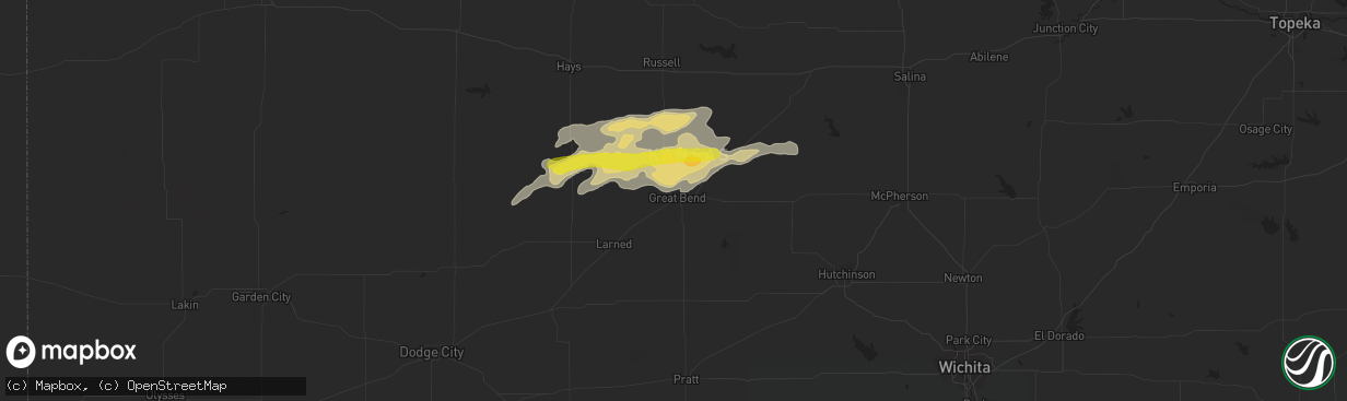 Hail map in Great Bend, KS on October 5, 2018