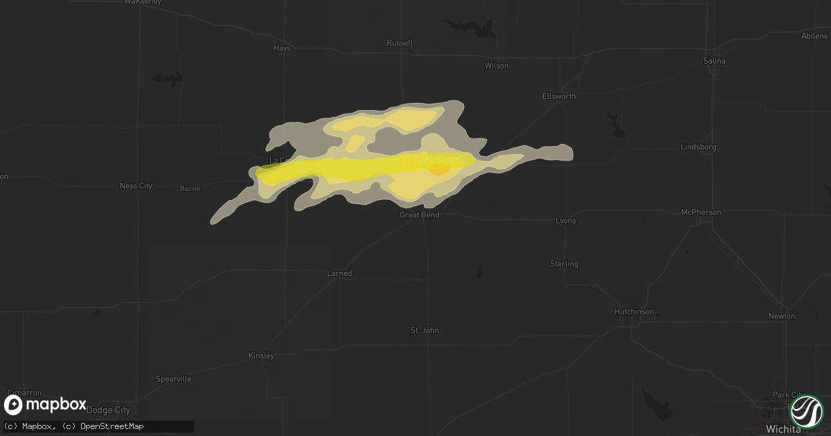 Hail map in Great Bend, KS on October 5, 2018