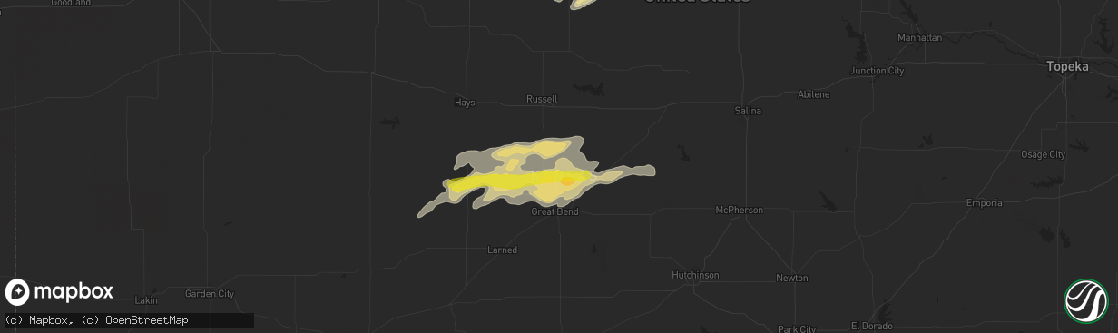 Hail map in Hoisington, KS on October 5, 2018