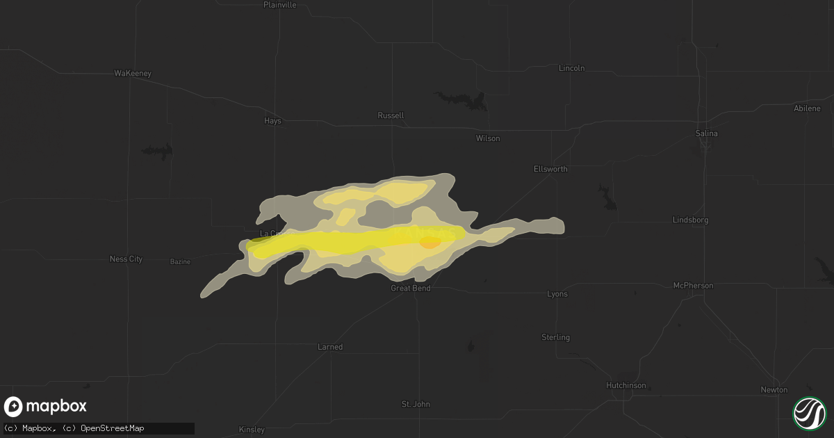 Hail map in Hoisington, KS on October 5, 2018