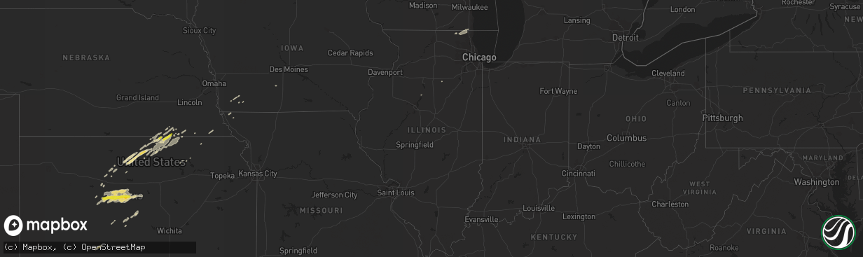 Hail map in Illinois on October 5, 2018