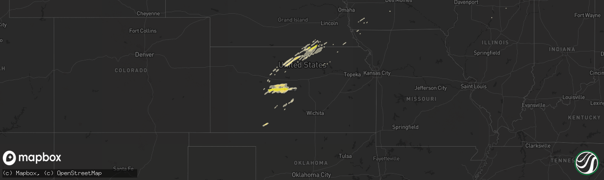 Hail map in Kansas on October 5, 2018