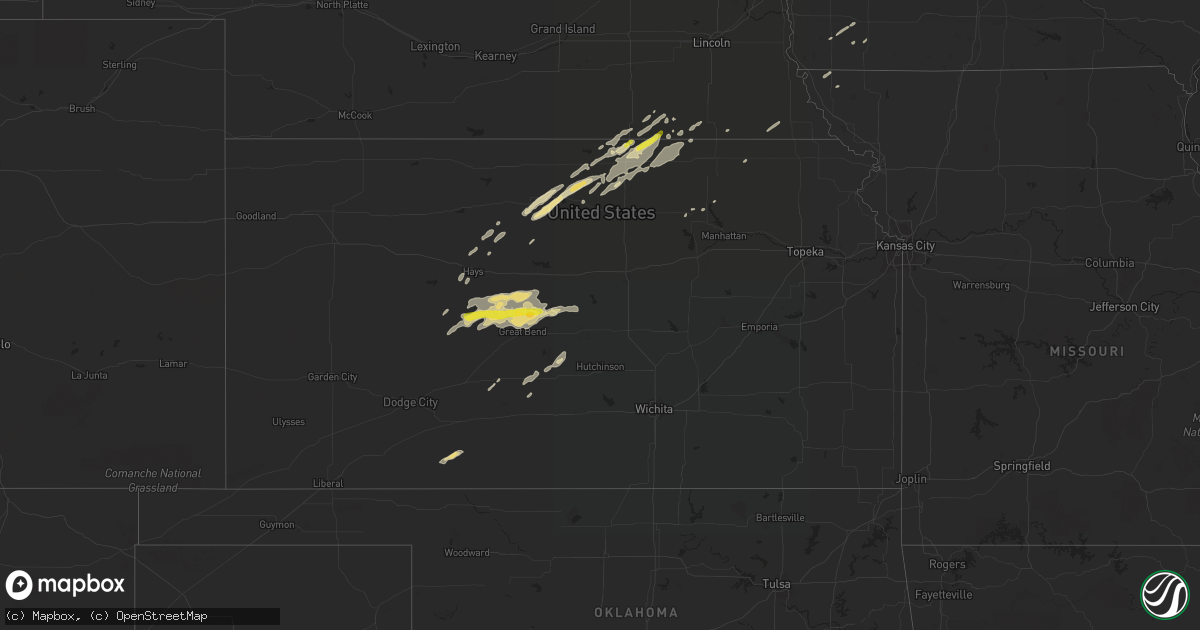 Hail map in Kansas on October 5, 2018