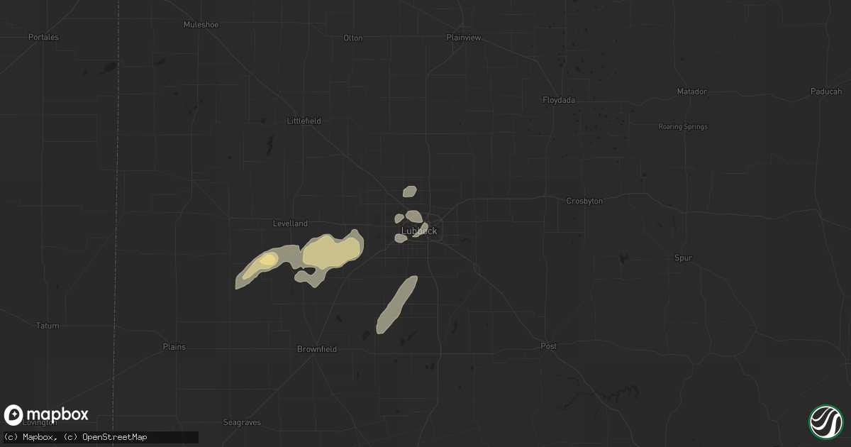 Hail map in Lubbock, TX on October 5, 2018