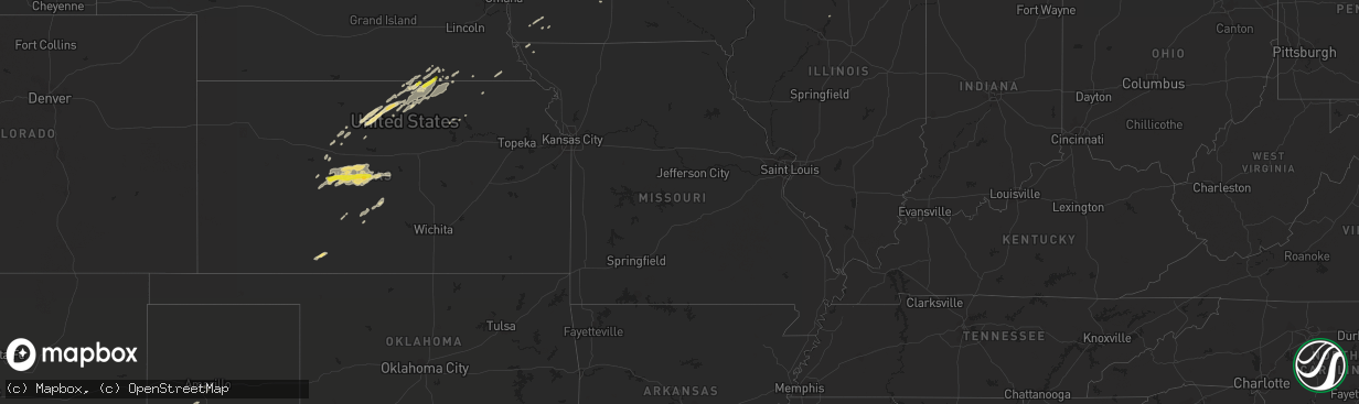 Hail map in Missouri on October 5, 2018