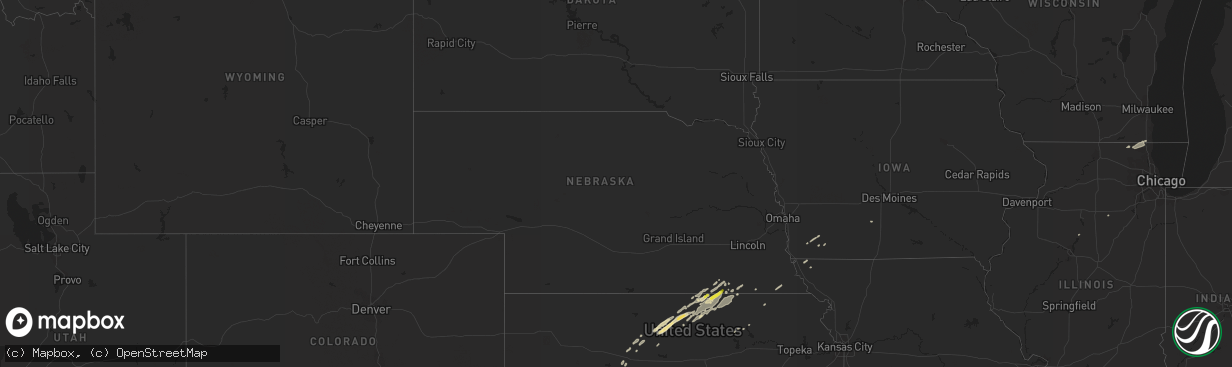 Hail map in Nebraska on October 5, 2018