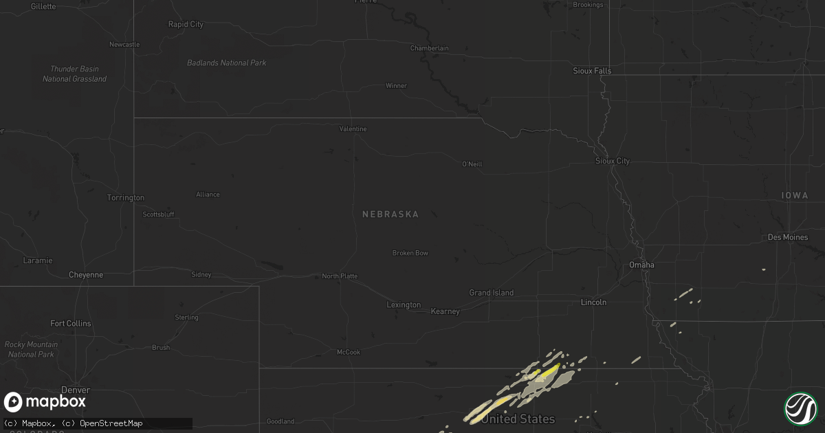 Hail map in Nebraska on October 5, 2018