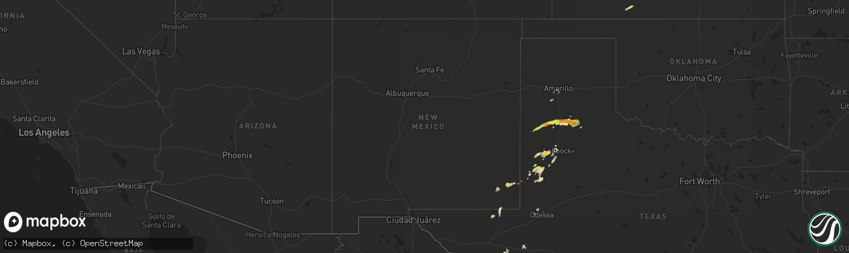 Hail map in New Mexico on October 5, 2018