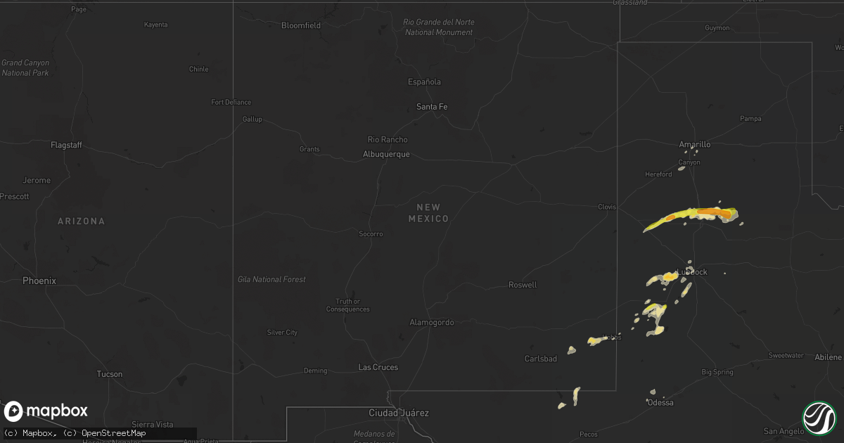 Hail map in New Mexico on October 5, 2018
