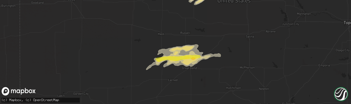 Hail map in Otis, KS on October 5, 2018