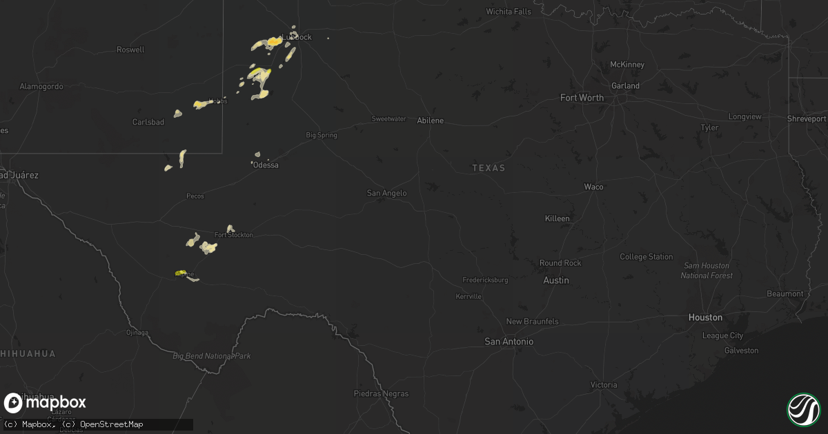 Hail map in Texas on October 5, 2018