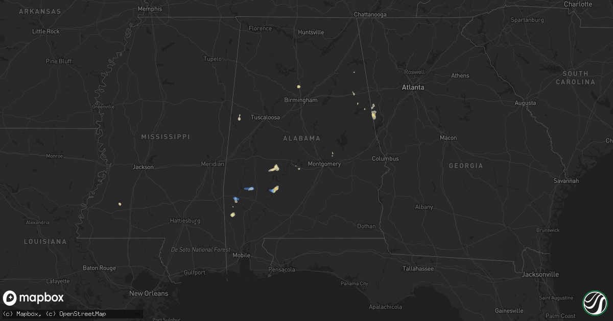 Hail map in Alabama on October 5, 2019