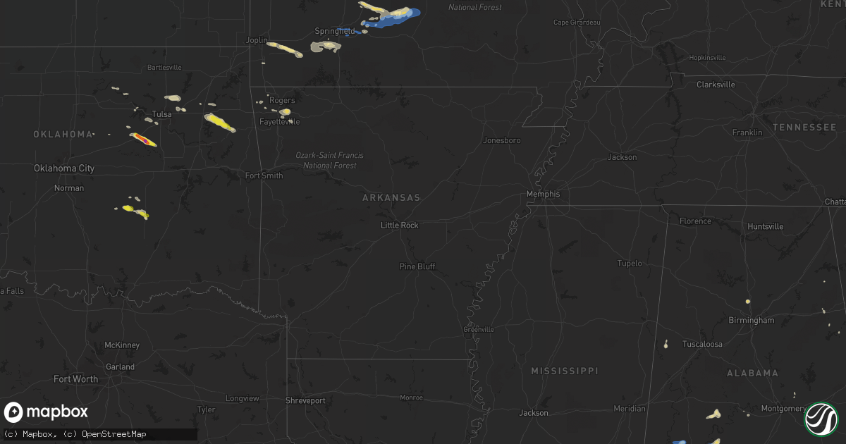 Hail map in Arkansas on October 5, 2019