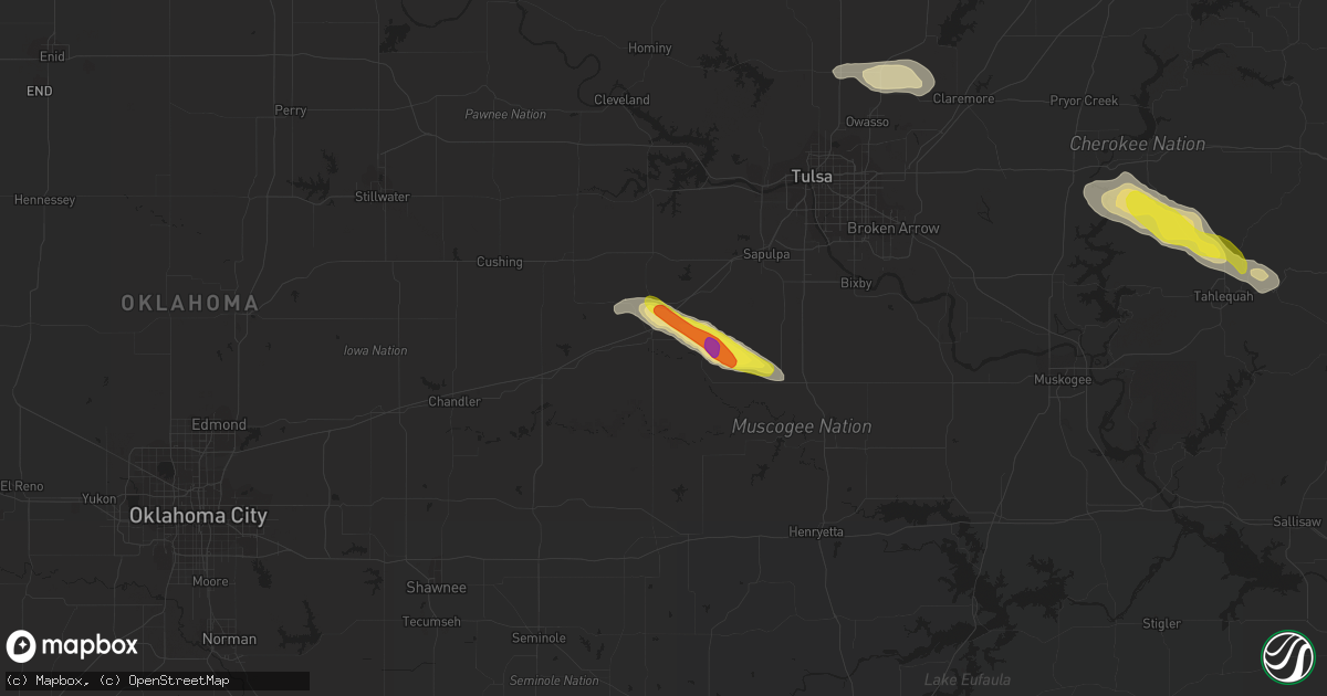Hail map in Bristow, OK on October 5, 2019