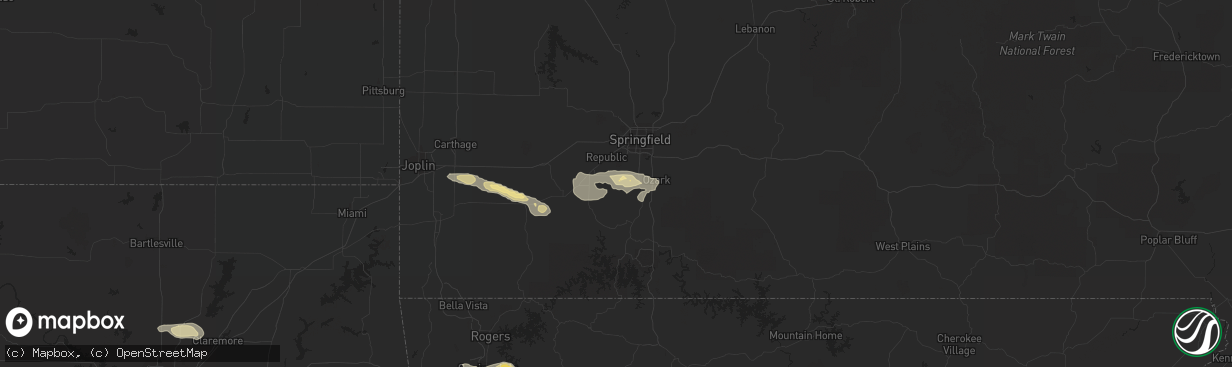 Hail map in Clever, MO on October 5, 2019