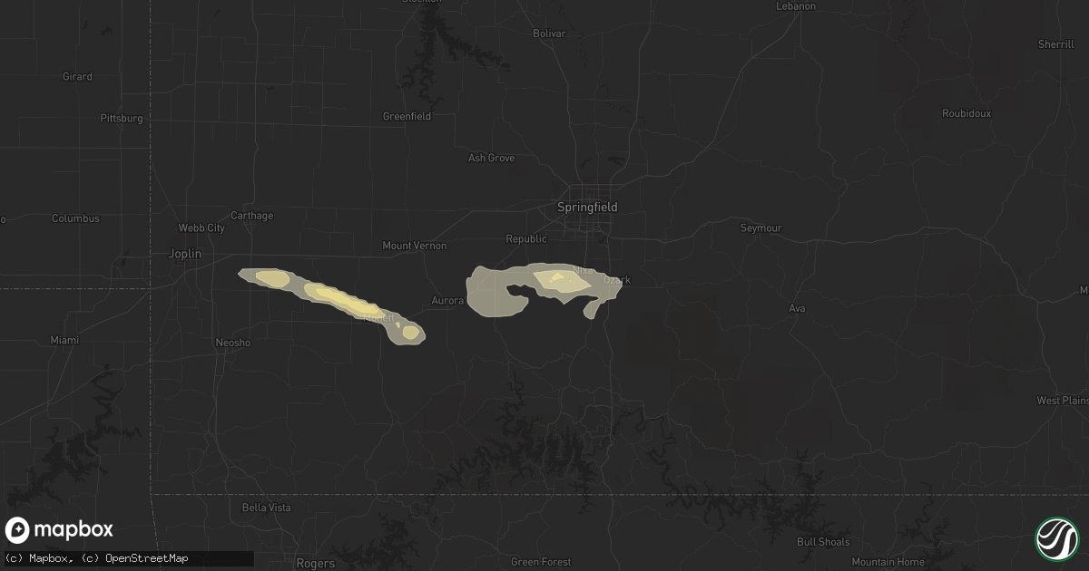 Hail map in Clever, MO on October 5, 2019