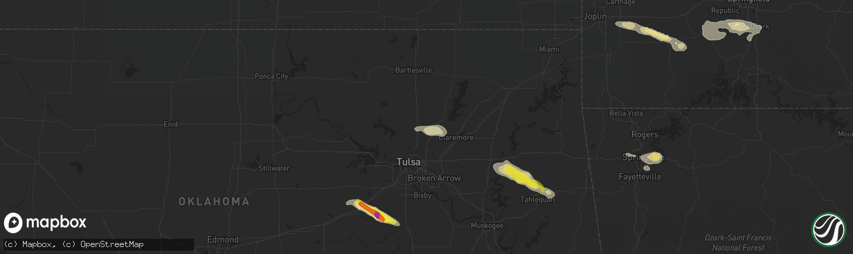 Hail map in Collinsville, OK on October 5, 2019