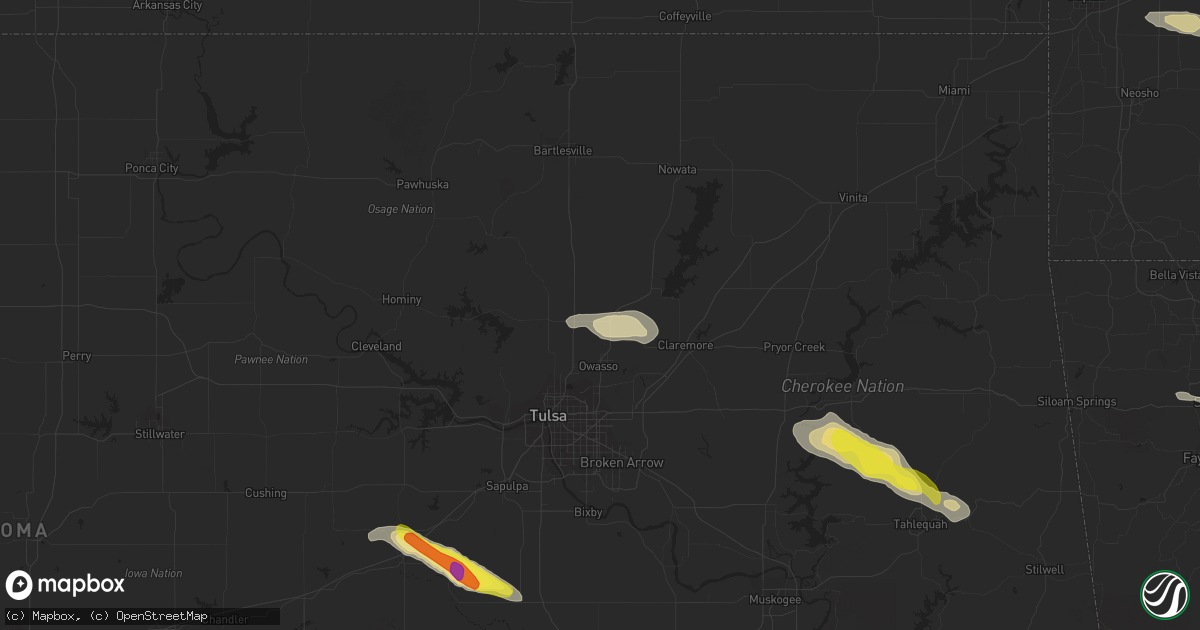 Hail map in Collinsville, OK on October 5, 2019