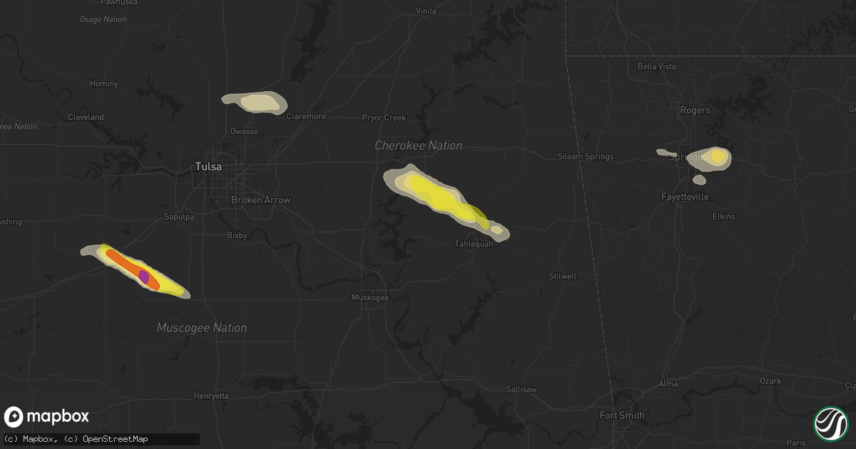 Hail map in Hulbert, OK on October 5, 2019