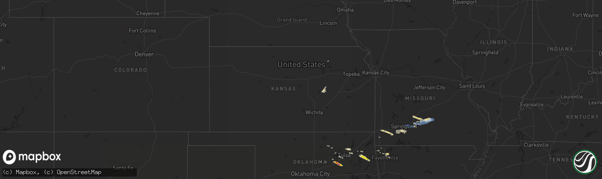 Hail map in Kansas on October 5, 2019