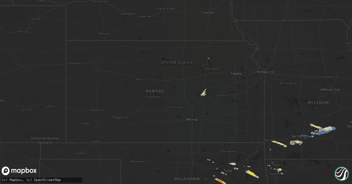 Hail map in Kansas on October 5, 2019