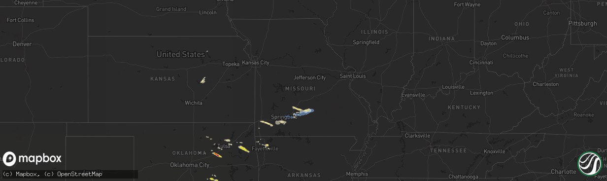 Hail map in Missouri on October 5, 2019