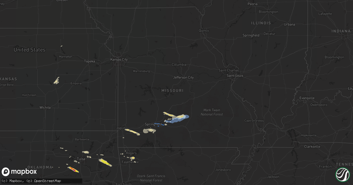 Hail map in Missouri on October 5, 2019