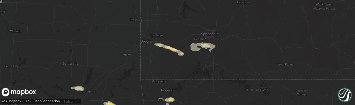 Hail map in Monett, MO on October 5, 2019