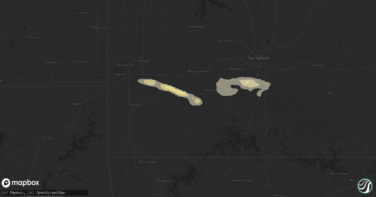 Hail map in Monett, MO on October 5, 2019