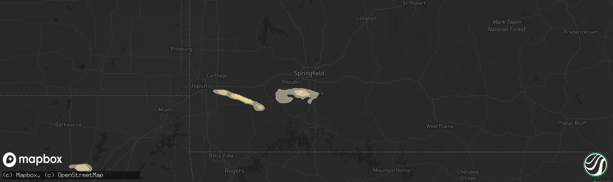 Hail map in Nixa, MO on October 5, 2019