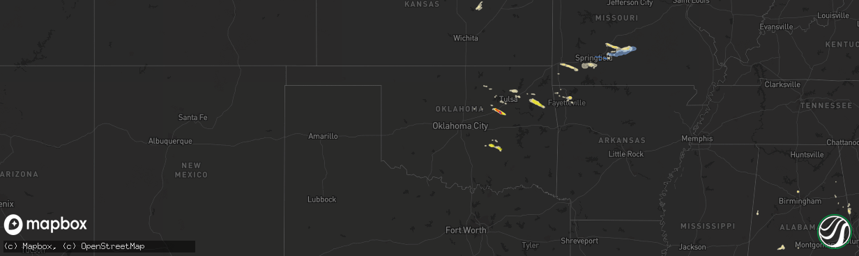 Hail map in Oklahoma on October 5, 2019