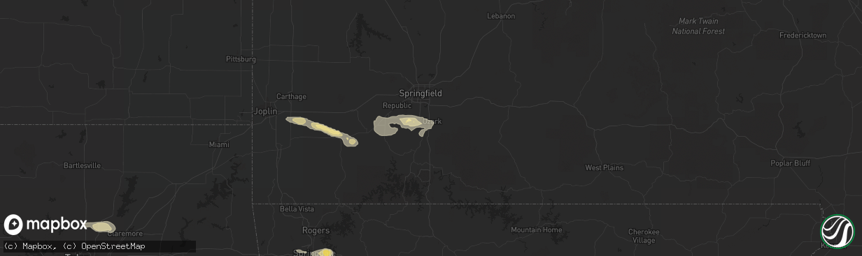 Hail map in Ozark, MO on October 5, 2019