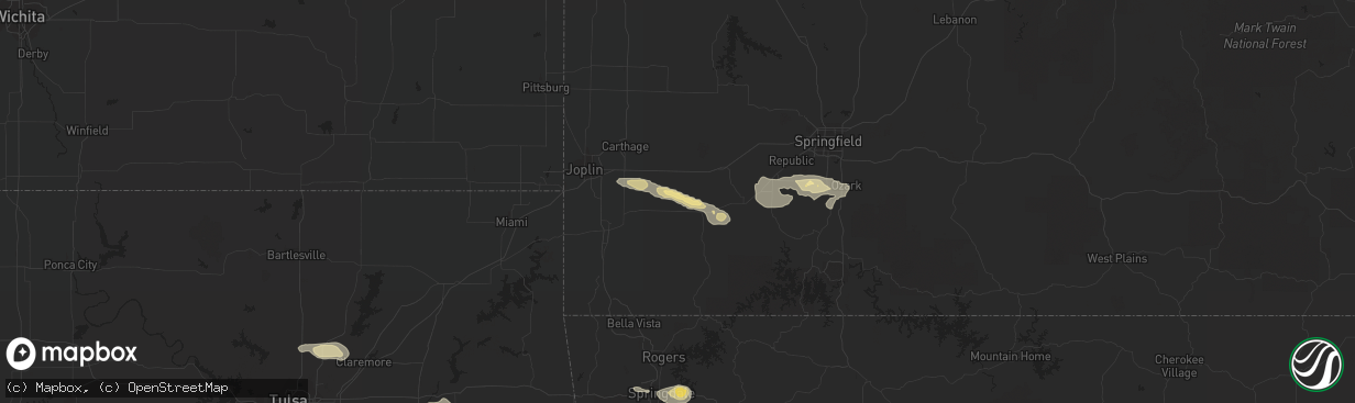 Hail map in Pierce City, MO on October 5, 2019