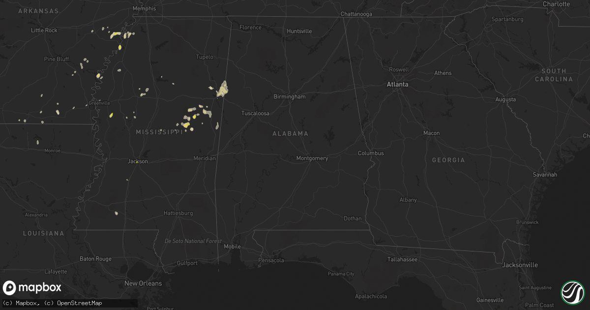 Hail map in Alabama on October 5, 2021