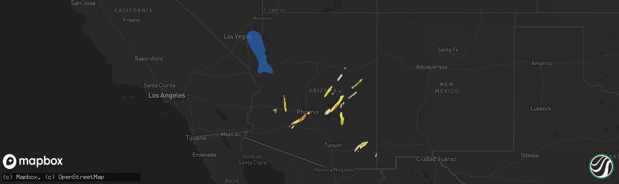 Hail map in Arizona on October 5, 2021