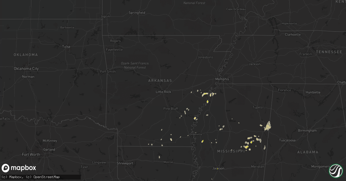 Hail map in Arkansas on October 5, 2021