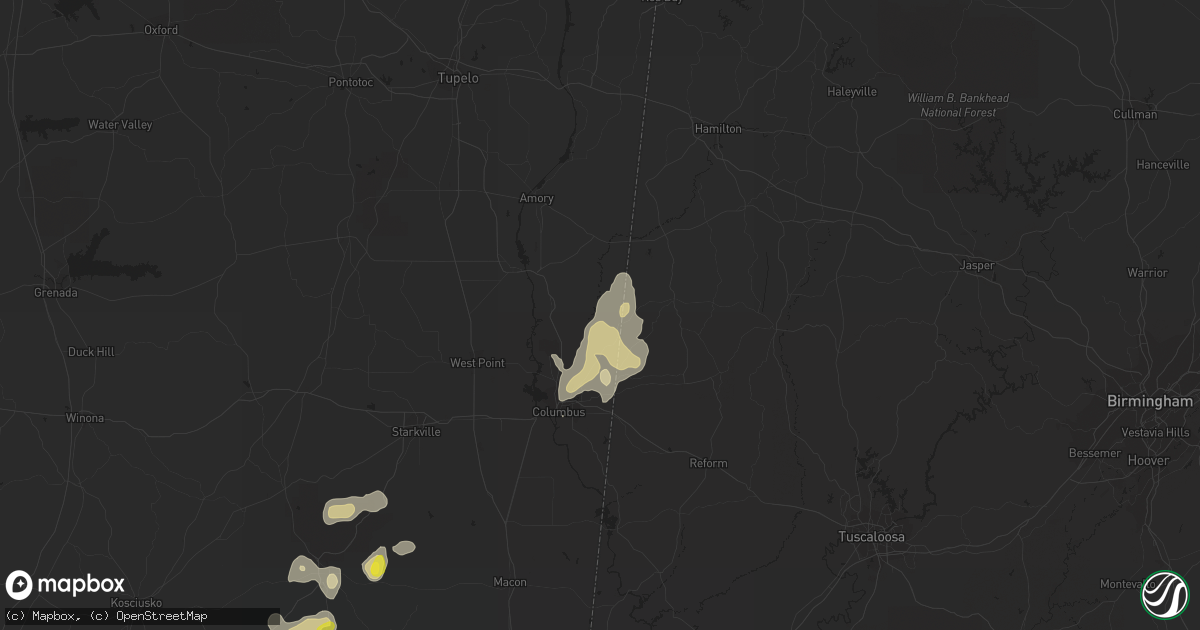 Hail map in Caledonia, MS on October 5, 2021