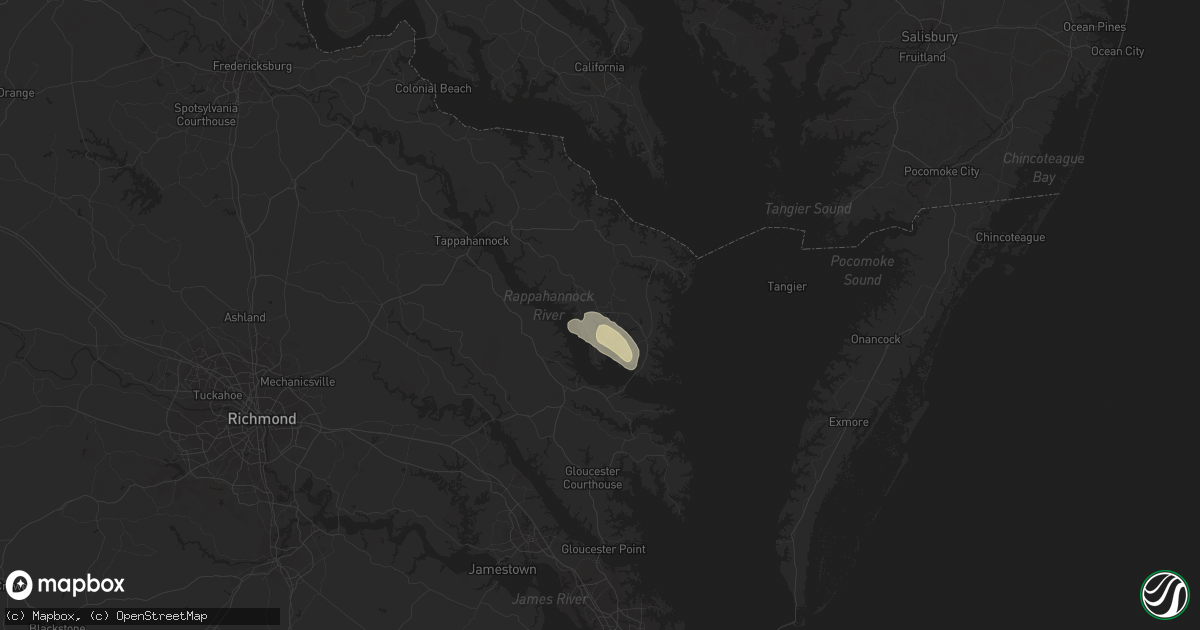 Hail map in Lancaster, VA on October 5, 2021