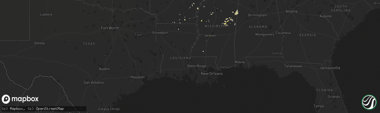 Hail map in Louisiana on October 5, 2021