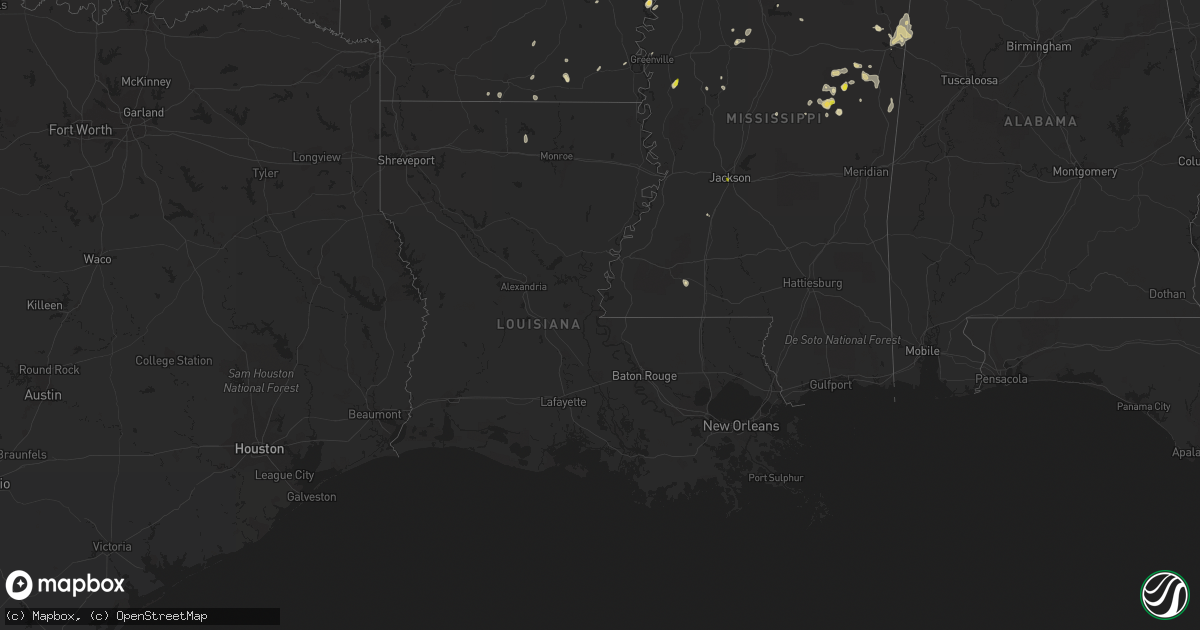 Hail map in Louisiana on October 5, 2021