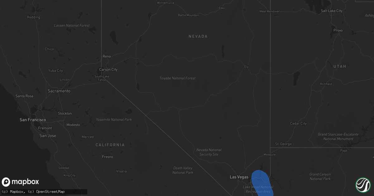 Hail map in Nevada on October 5, 2021